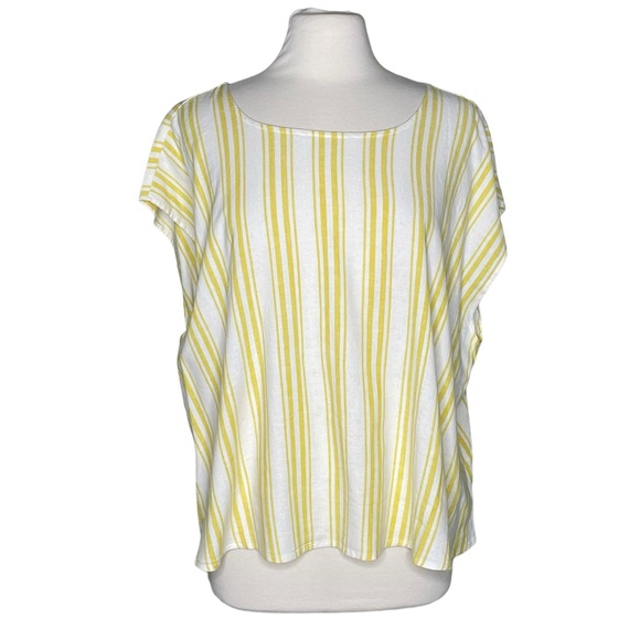 Torrid 0 Linen Cross Back Cropped Tank in ember stripe - Picture 2 of 11